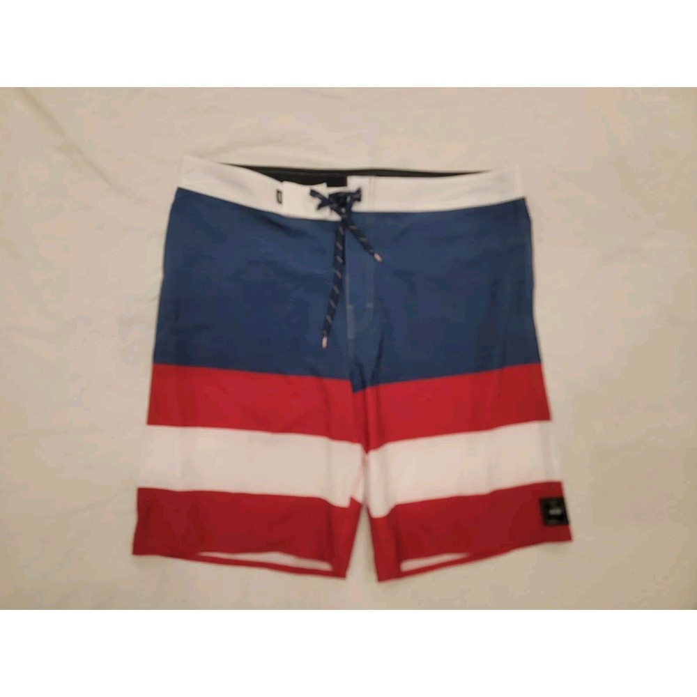 Vans Era Men's Board Shorts Size‎ 36 Red White Blue Striped USA Patriotic Swim